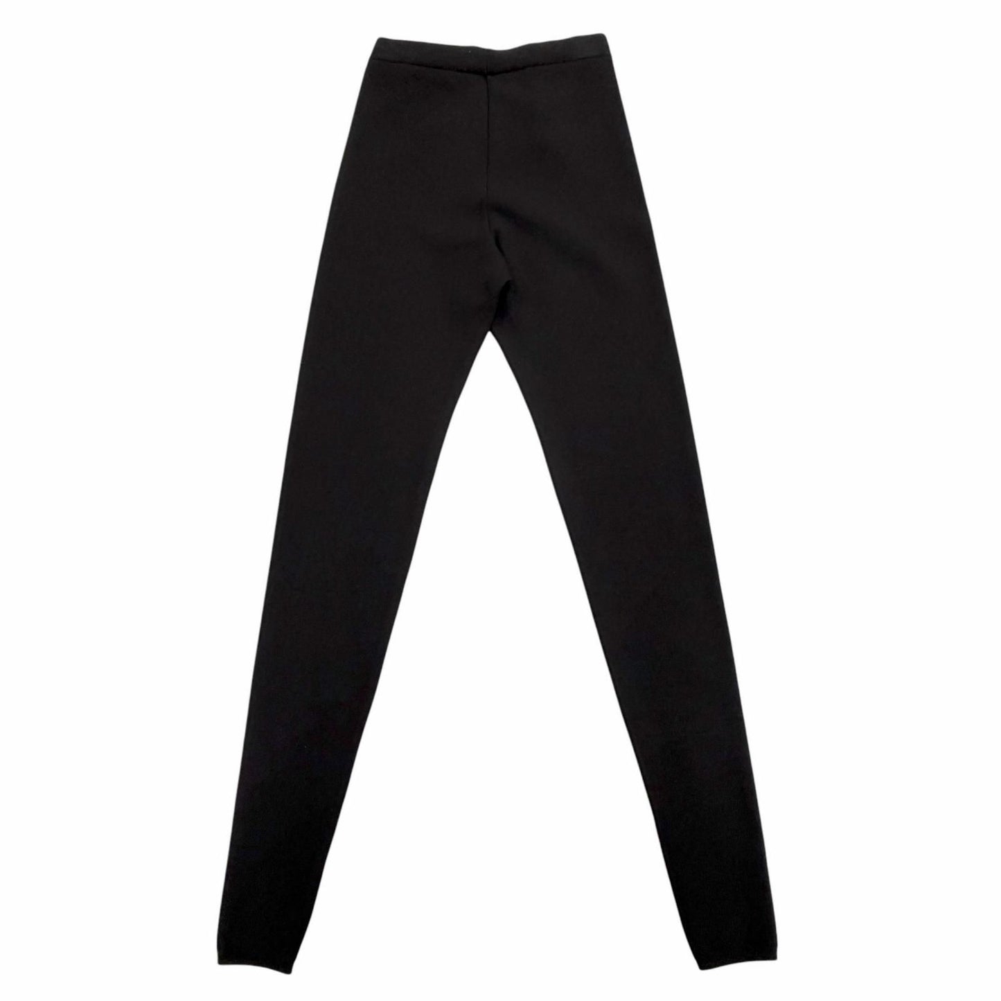 Prada Leather Triangle Plate Logo Knit Pants Leggings 36 Black — view 2