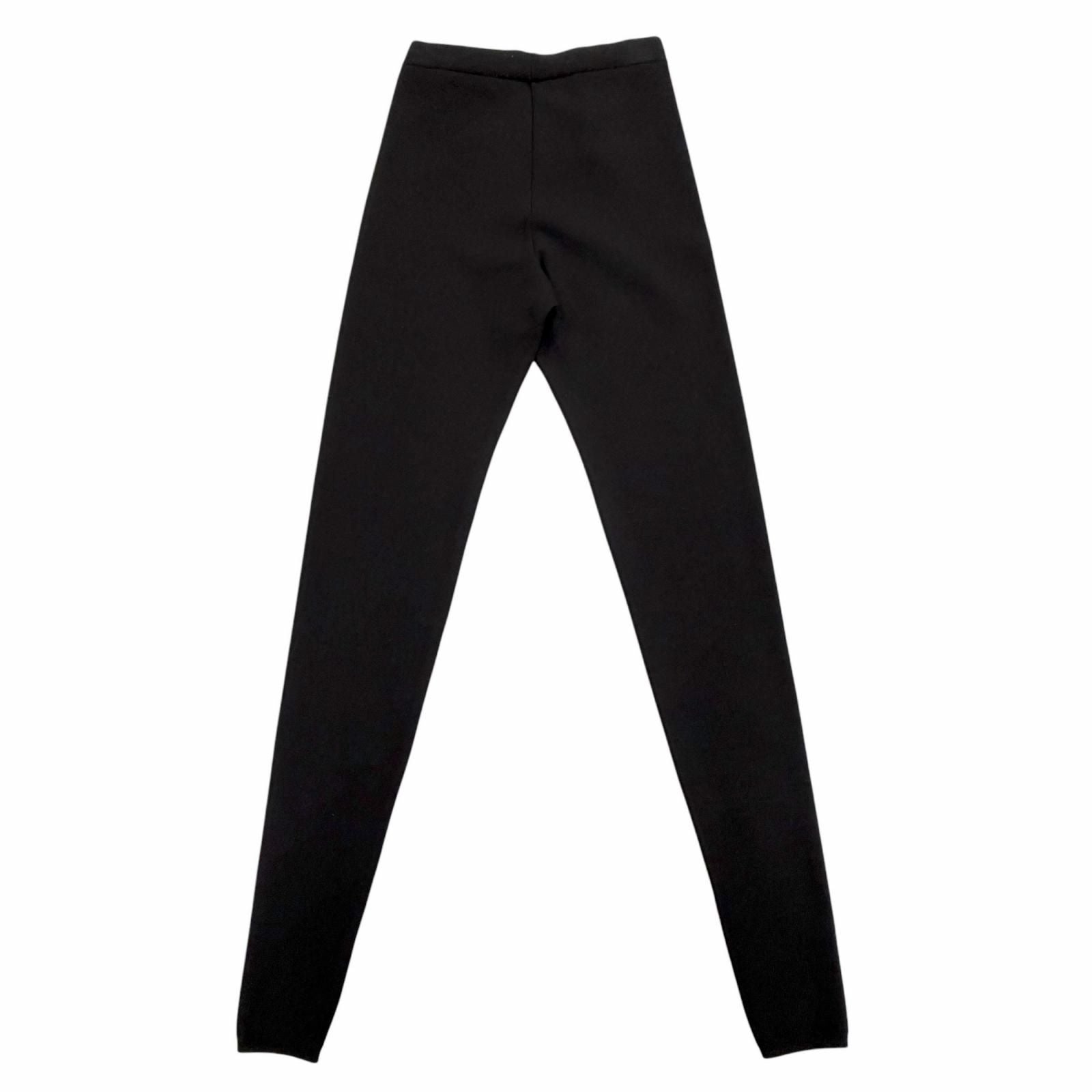Prada Leather Triangle Plate Logo Knit Pants Leggings 36 Black — view 2