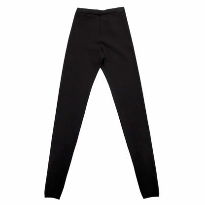 Prada Leather Triangle Plate Logo Knit Pants Leggings 36 Black — view 2