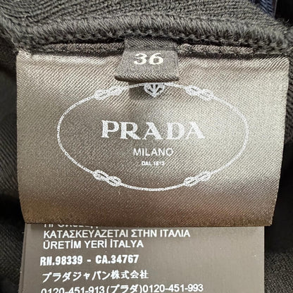Prada Leather Triangle Plate Logo Knit Pants Leggings 36 Black — view 7