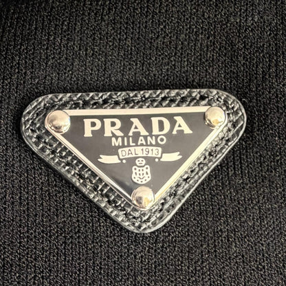 Prada Leather Triangle Plate Logo Knit Pants Leggings 36 Black — view 5