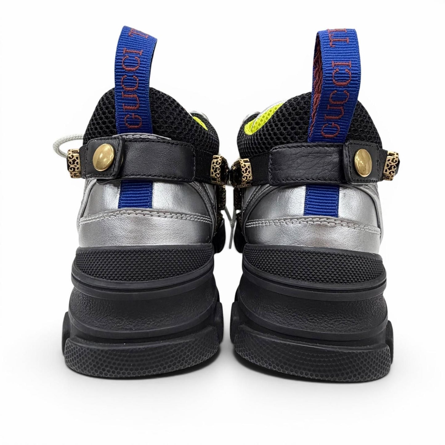 Gucci Flash Trek Bijou Leather Sneakers with Belt Silver Multi — view 4