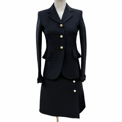 Gucci Wool Silk Interlocking Button Suit Set Black 36