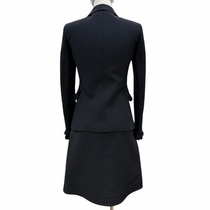 Gucci Wool Silk Interlocking Button Suit Set Black 36 — view 3