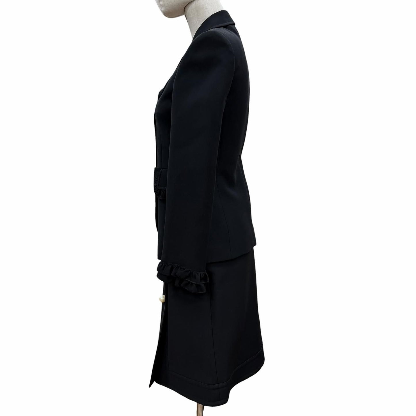 Gucci Wool Silk Interlocking Button Suit Set Black 36 — view 2