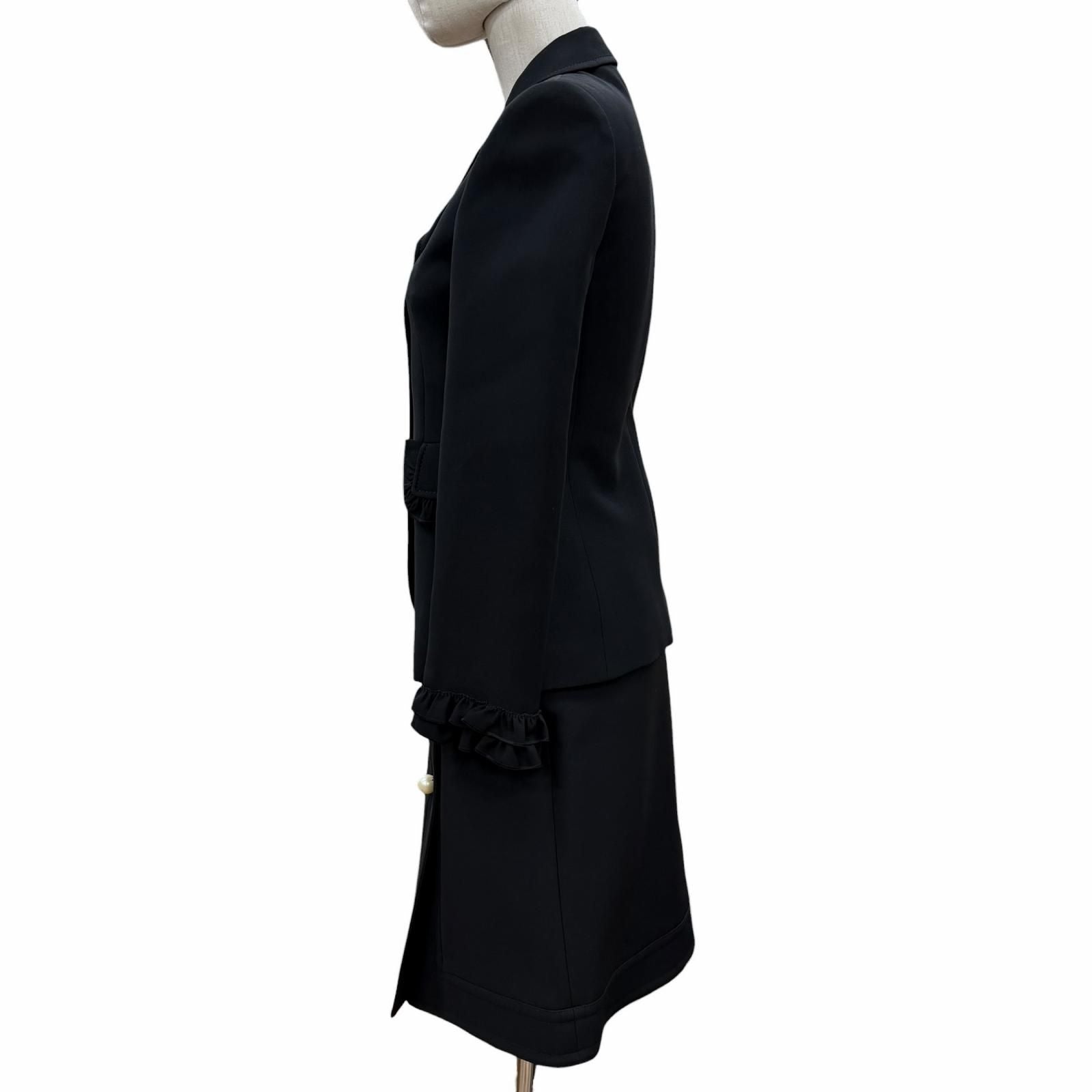 Gucci Wool Silk Interlocking Button Suit Set Black 36 — view 2