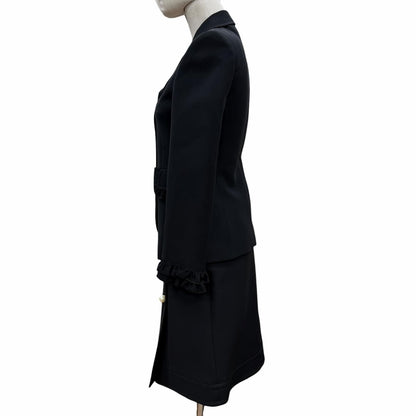Gucci Wool Silk Interlocking Button Suit Set Black 36 — view 2