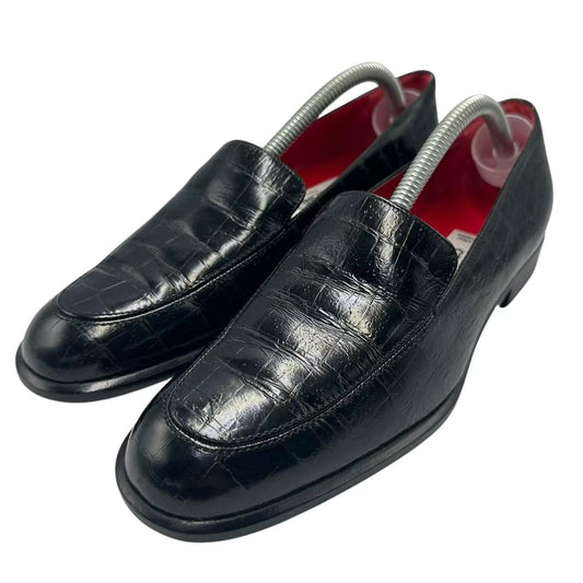 Celine Loafers Leather Croco Pattern 36.5 Black