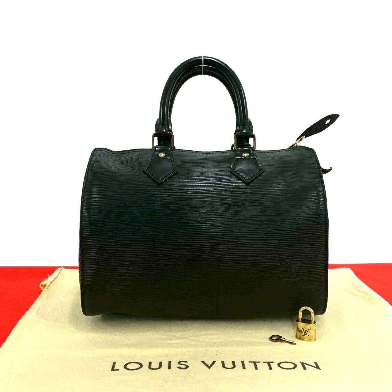 Louis Vuitton Vintage Speedy 25 Epi Leather Boston Bag Noir