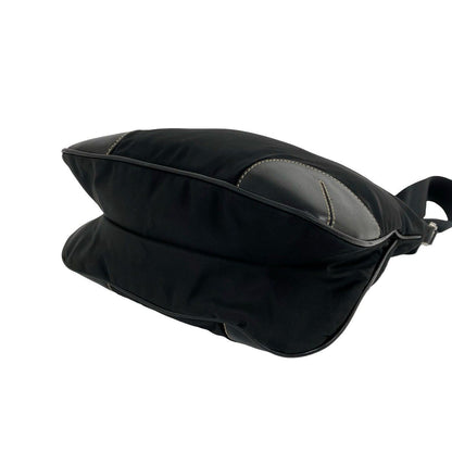 Prada Triangle Logo Nylon Leather Shoulder Bag Pochette Crossbody Black — view 8
