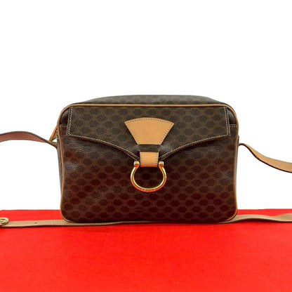 Celine Vintage Macadam Blason Triomphe Pattern Leather Shoulder Bag Pochette