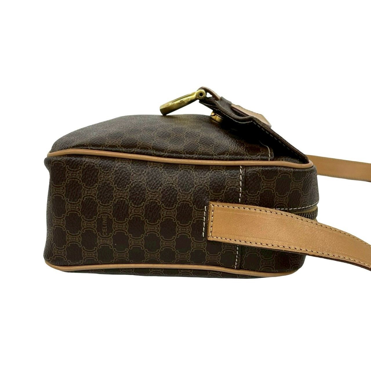 Celine Vintage Macadam Blason Triomphe Pattern Leather Shoulder Bag Pochette — view 6