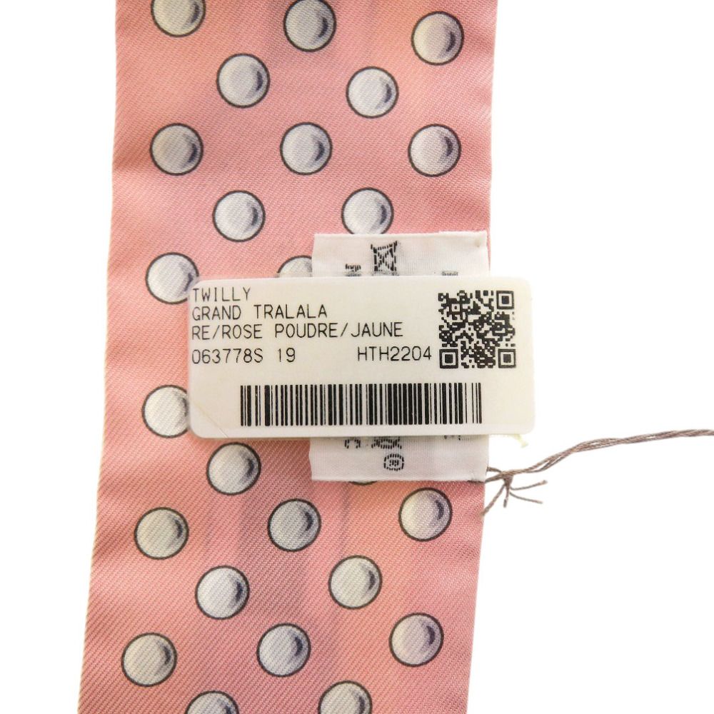 Hermes Twilly Grand Tralala Silk Rose Poodle Joanne Perlee Gray Pearl Scarf — view 3