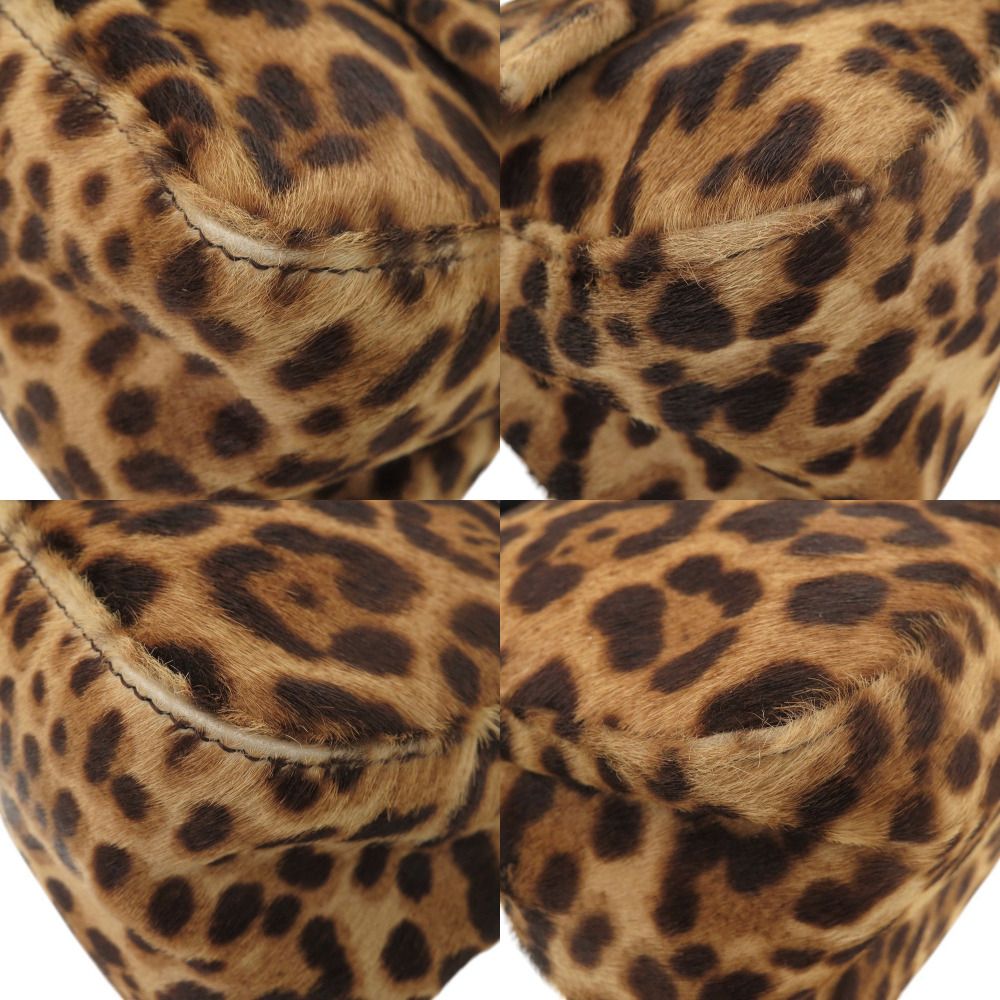 Fendi Mini Mamma Baguette Leopard Pattern Calf Hair Brown Shoulder Bag — view 5