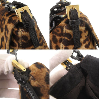 Fendi Mini Mamma Baguette Leopard Pattern Calf Hair Brown Shoulder Bag — view 9