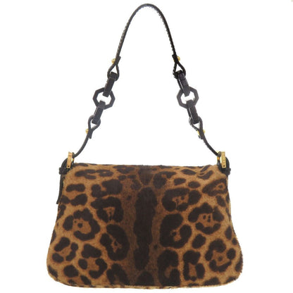Fendi Mini Mamma Baguette Leopard Pattern Calf Hair Brown Shoulder Bag — view 3