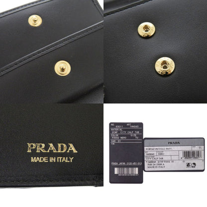 Prada Saffiano Triangle Leather Black Trifold Wallet — view 9