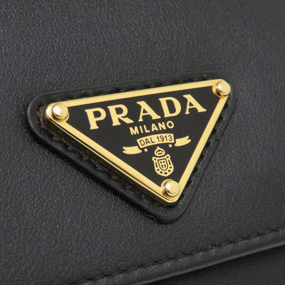 Prada Saffiano Triangle Leather Black Trifold Wallet — view 8