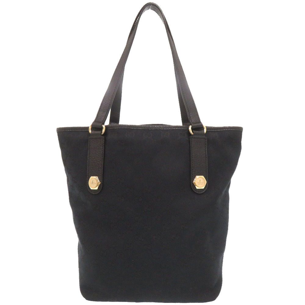 Gucci GG Canvas Leather Black Tote