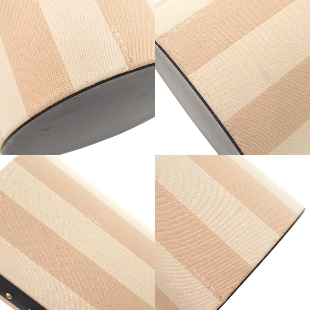 Fendi Striped Pattern Studs Leather Canvas Navy Beige Multi Box Case Shoulder — view 8