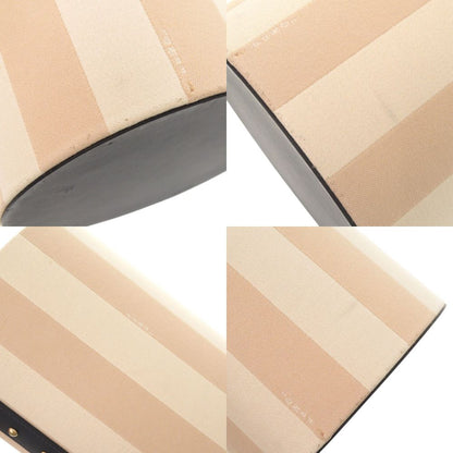 Fendi Striped Pattern Studs Leather Canvas Navy Beige Multi Box Case Shoulder — view 8