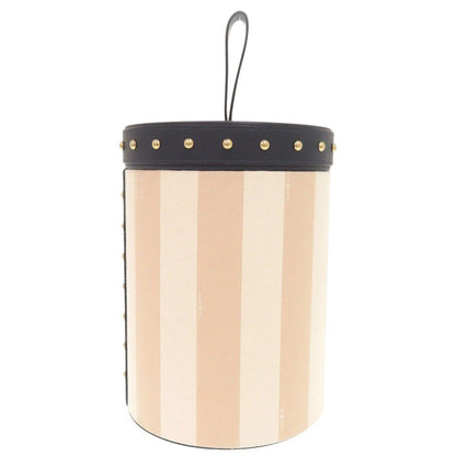 Fendi Striped Pattern Studs Leather Canvas Navy Beige Multi Box Case Shoulder — view 2