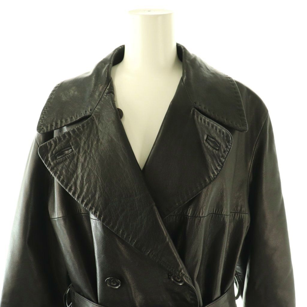 Max Mara Leather Jacket Double 40 Black DF — view 6