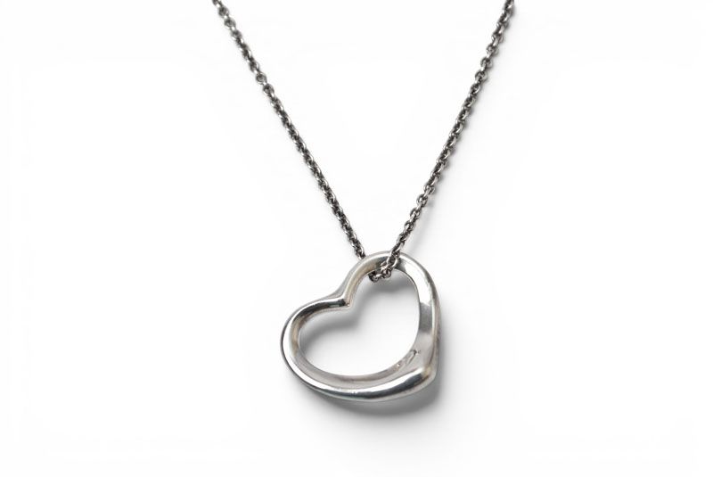 Tiffany & Co Necklace Pendant Silver Elsa Peretti Open Heart Motif Width 2.1 cm