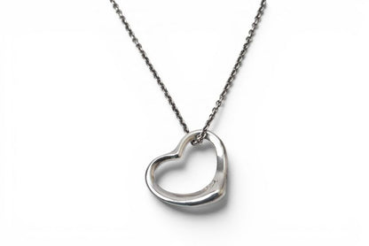 Tiffany & Co Necklace Pendant Silver Elsa Peretti Open Heart Motif Width 2.1 cm