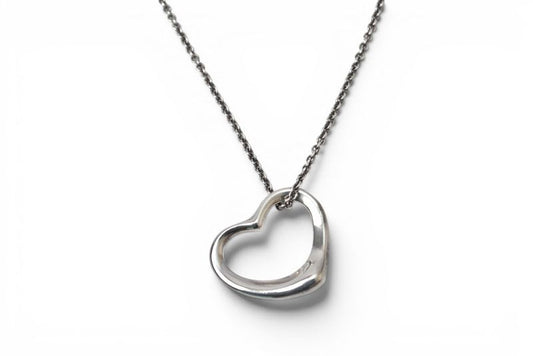 Tiffany & Co Necklace Pendant Silver Elsa Peretti Open Heart Motif Width 2.1 cm