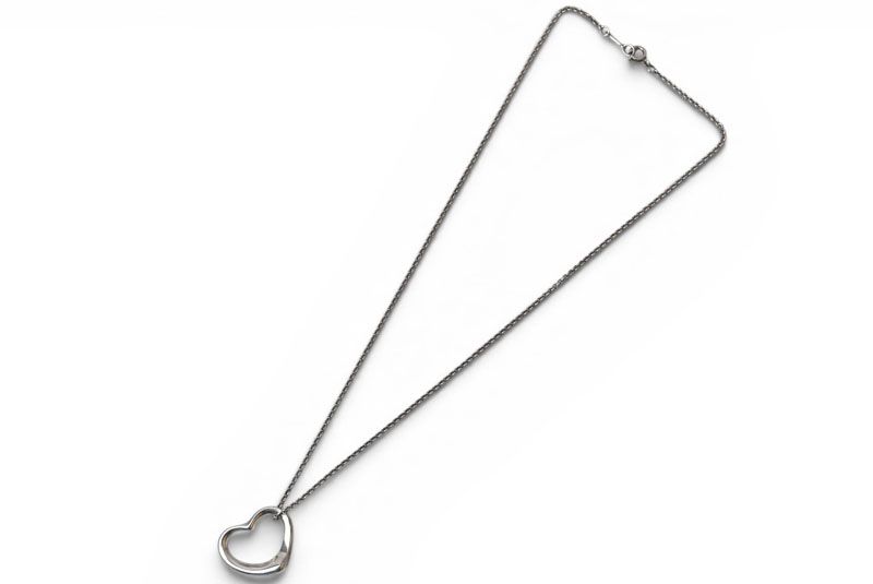 Tiffany & Co Necklace Pendant Silver Elsa Peretti Open Heart Motif Width 2.1 cm — view 6