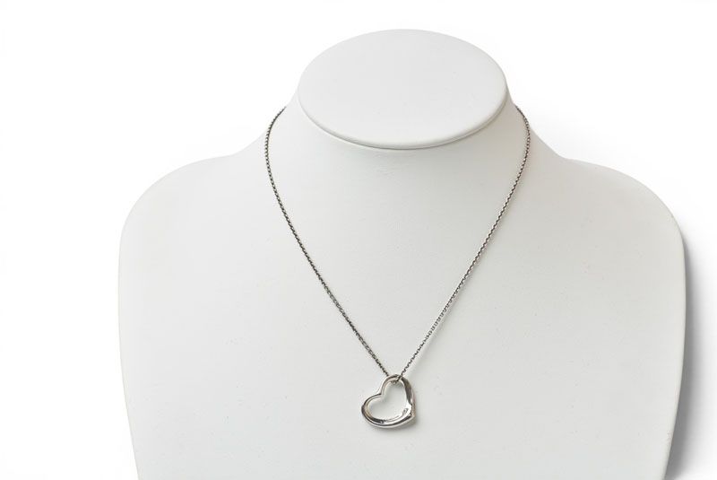 Tiffany & Co Necklace Pendant Silver Elsa Peretti Open Heart Motif Width 2.1 cm — view 7