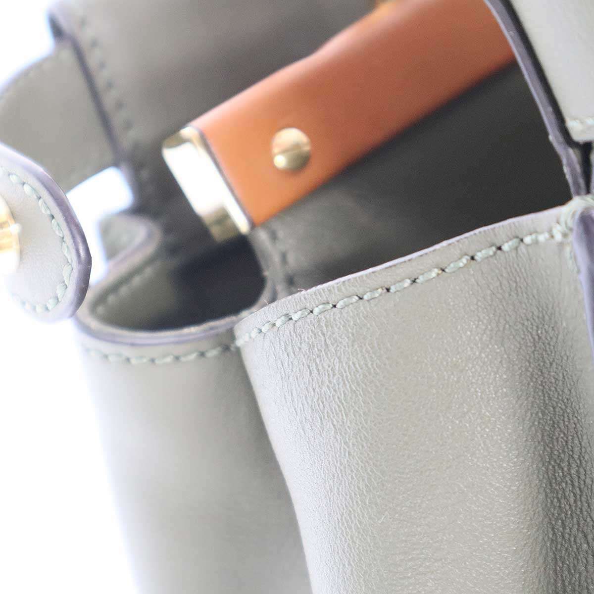 Fendi Peekaboo Medium 2-Way Leather Shoulder Bag Khaki — view 8