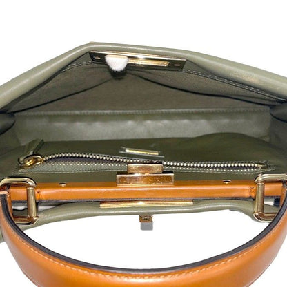 Fendi Peekaboo Medium 2-Way Leather Shoulder Bag Khaki — view 7