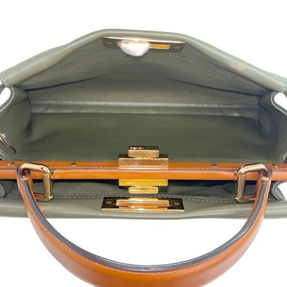 Fendi Peekaboo Medium 2-Way Leather Shoulder Bag Khaki — view 6