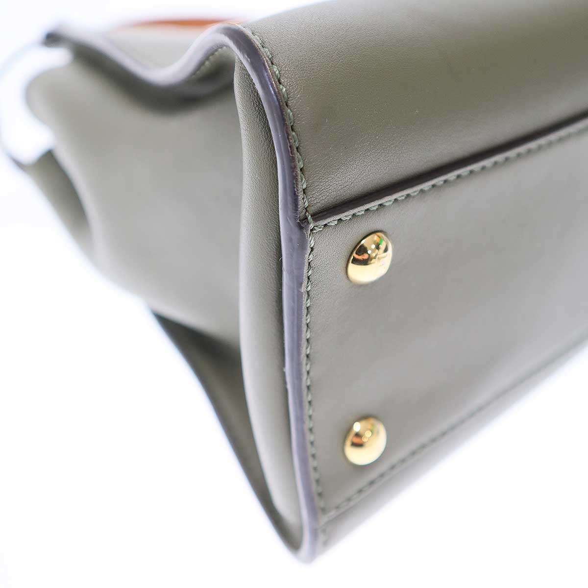 Fendi Peekaboo Medium 2-Way Leather Shoulder Bag Khaki — view 9
