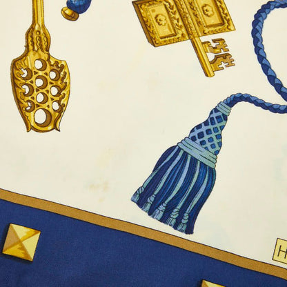Hermes Carre 90 les Cles Key Scarf Blue Multicolor Silk — view 2