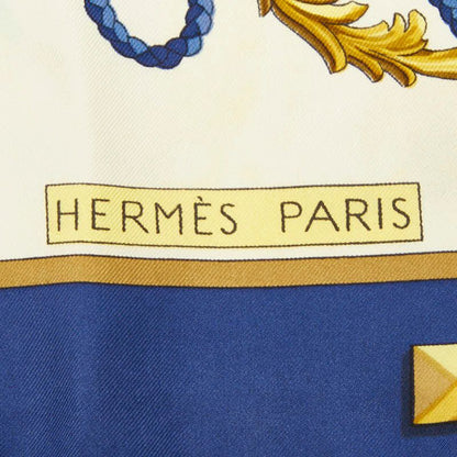 Hermes Carre 90 les Cles Key Scarf Blue Multicolor Silk — view 4