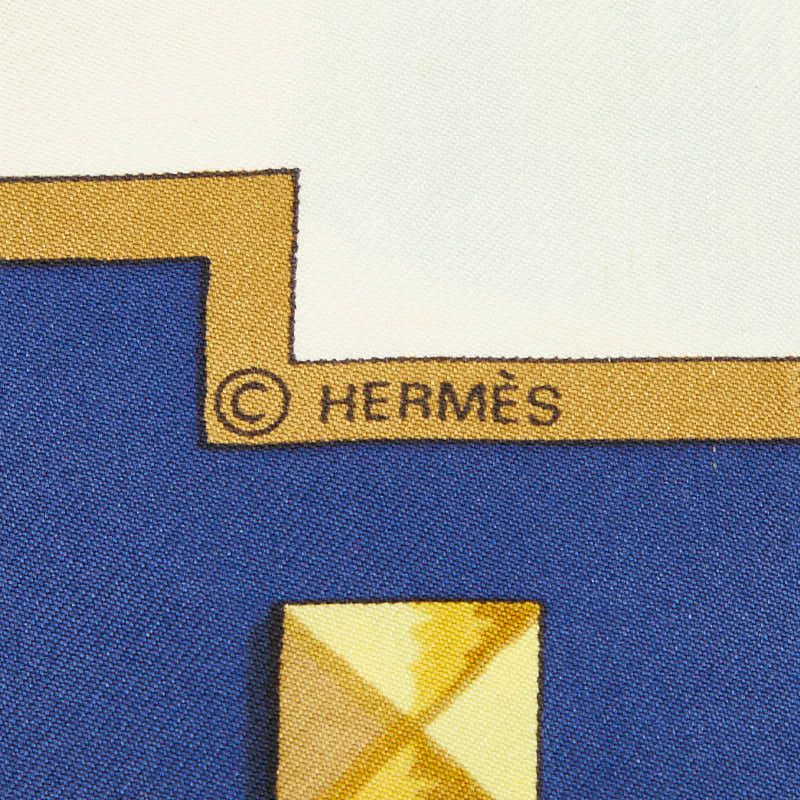 Hermes Carre 90 les Cles Key Scarf Blue Multicolor Silk — view 5