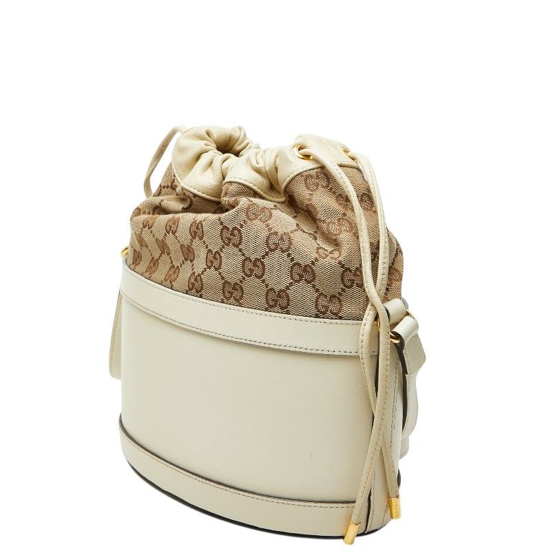 Gucci GG Canvas Horsebit Bucket Bag Beige Leather — view 2