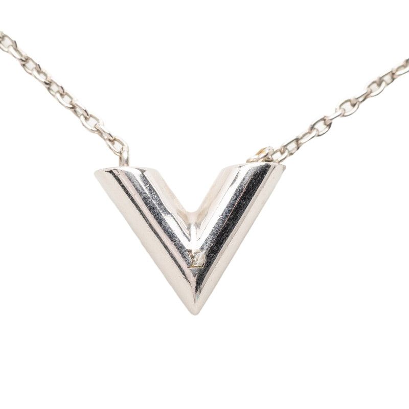 Louis Vuitton Essential Pendant Necklace Silver Metal