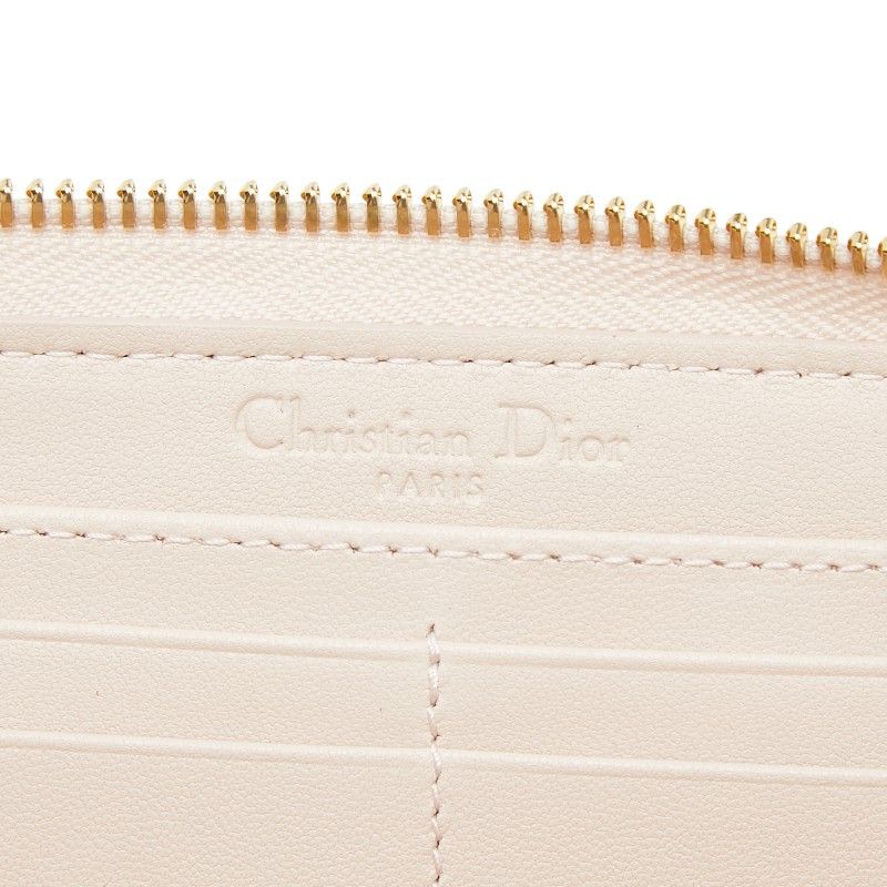 Dior Cannage Lady Dior Voyageur Zip Around Wallet Pink Leather Handbag — view 7