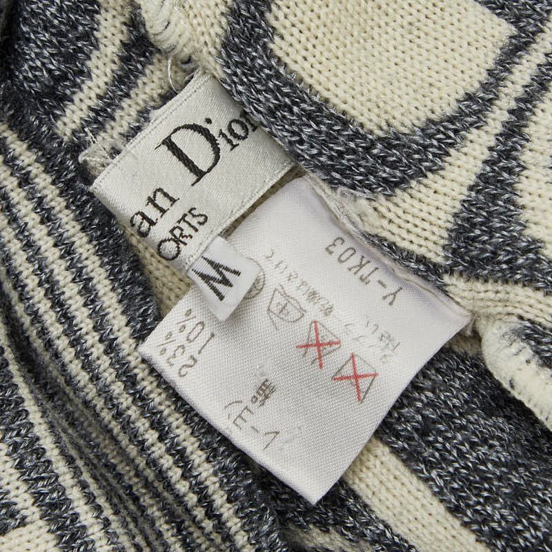 Dior Sports Turtleneck Knit Sweater M Navy Off White Wool Rayon Silk — view 4