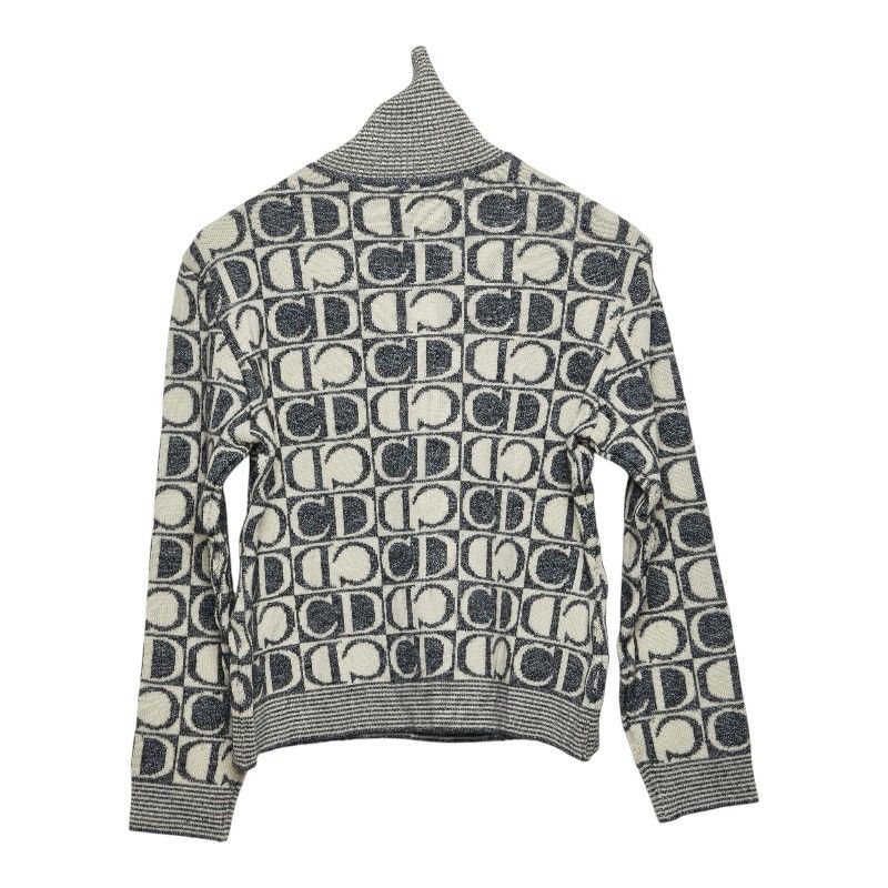 Dior Sports Turtleneck Knit Sweater M Navy Off White Wool Rayon Silk — view 2
