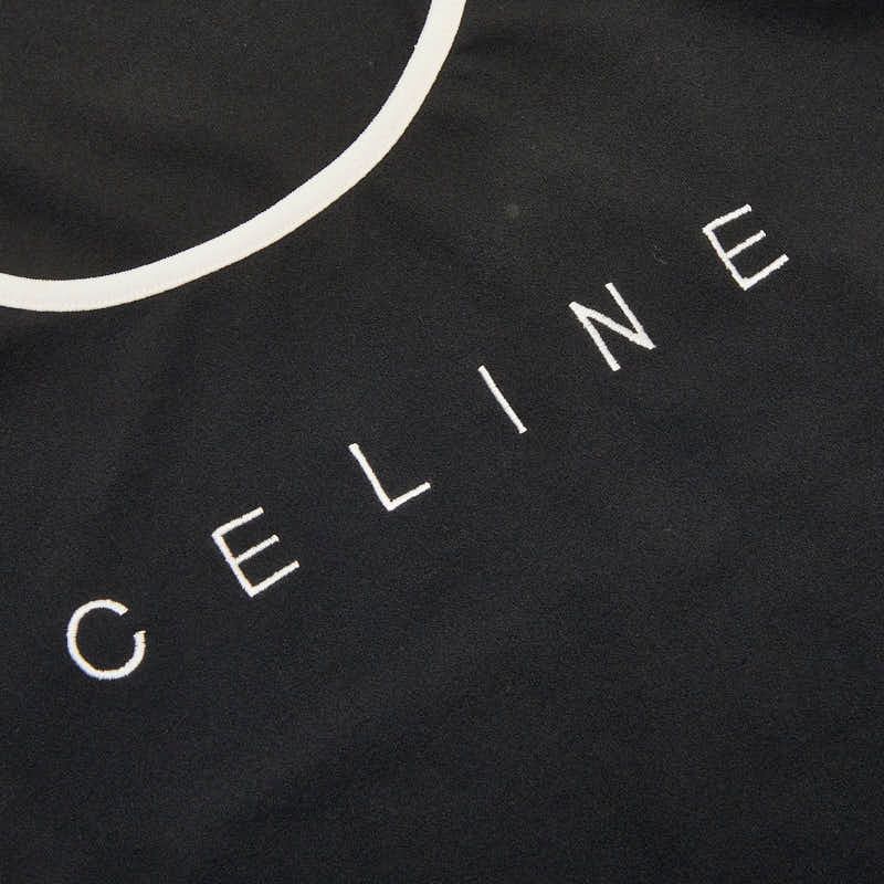 Celine Logo Tank Top Camisole 38 Black White Polyester Nylon — view 3