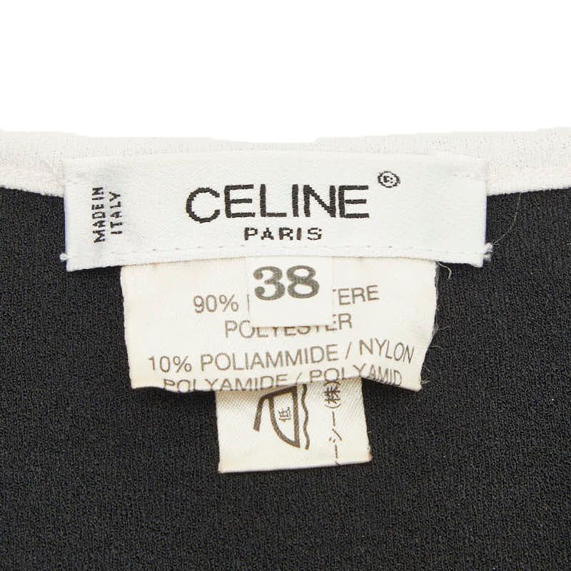 Celine Logo Tank Top Camisole 38 Black White Polyester Nylon — view 4