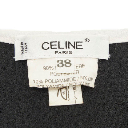 Celine Logo Tank Top Camisole 38 Black White Polyester Nylon — view 4