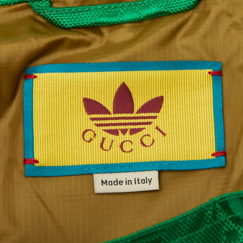 Gucci Adidas Macro GG Half Zip Anorak Jacket 44 Green Nylon Polyester Rayon — view 4