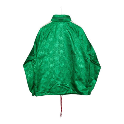 Gucci Adidas Macro GG Half Zip Anorak Jacket 44 Green Nylon Polyester Rayon — view 2