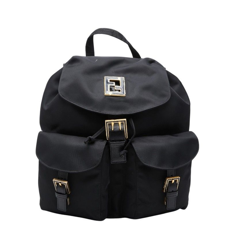 Fendi Backpack Black Nylon Leather